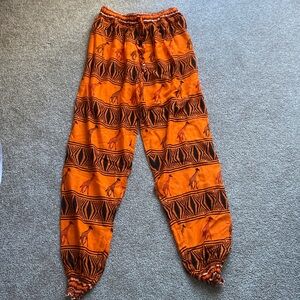 Orange Patterned Harem Pants